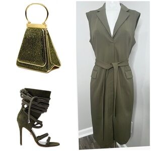CALVIN KLEIN OLIVE GREEN STRETCHY DRESS-PRELOVED-10